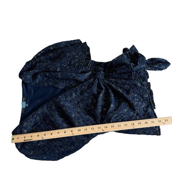 Anthropologie Eva Franco Navy‎ Gold Shimmer Wrap Blouse Women’s Size 6 - Picture 8 of 10